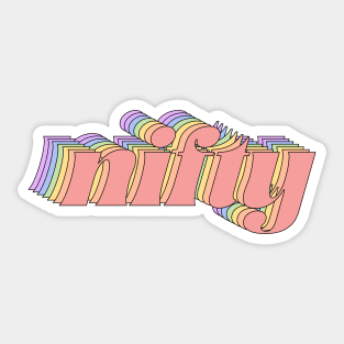 Retro slang: nifty (pastel rainbow repeated letters) Sticker